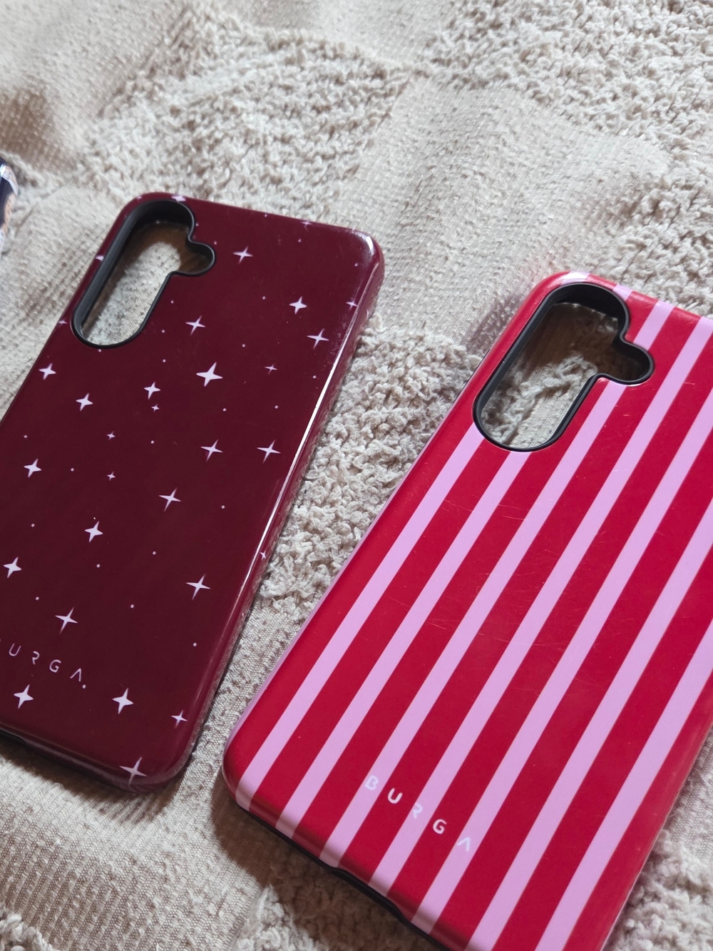 S25 Plus Red & Pink Stripe and Star Phone Case Set